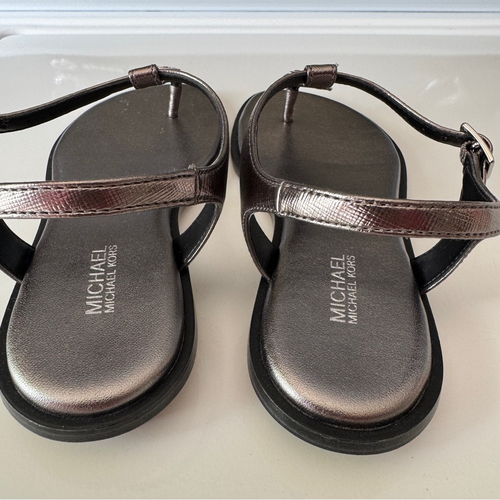 MICHAEL KORS Mallory Thon Gunmetal Sandal us6.5 - Picture 4 of 5